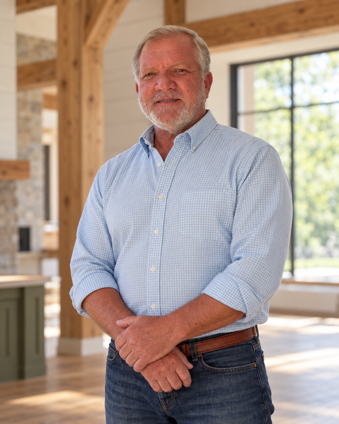 Jeris Crump in a timber-framed residential interior